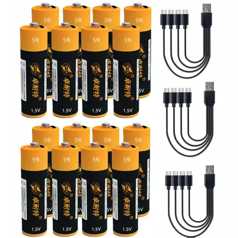 ZNTER 3000mWh AA rechargeable battery USB 1.5V lithium polymer battery charged via USB charging cable