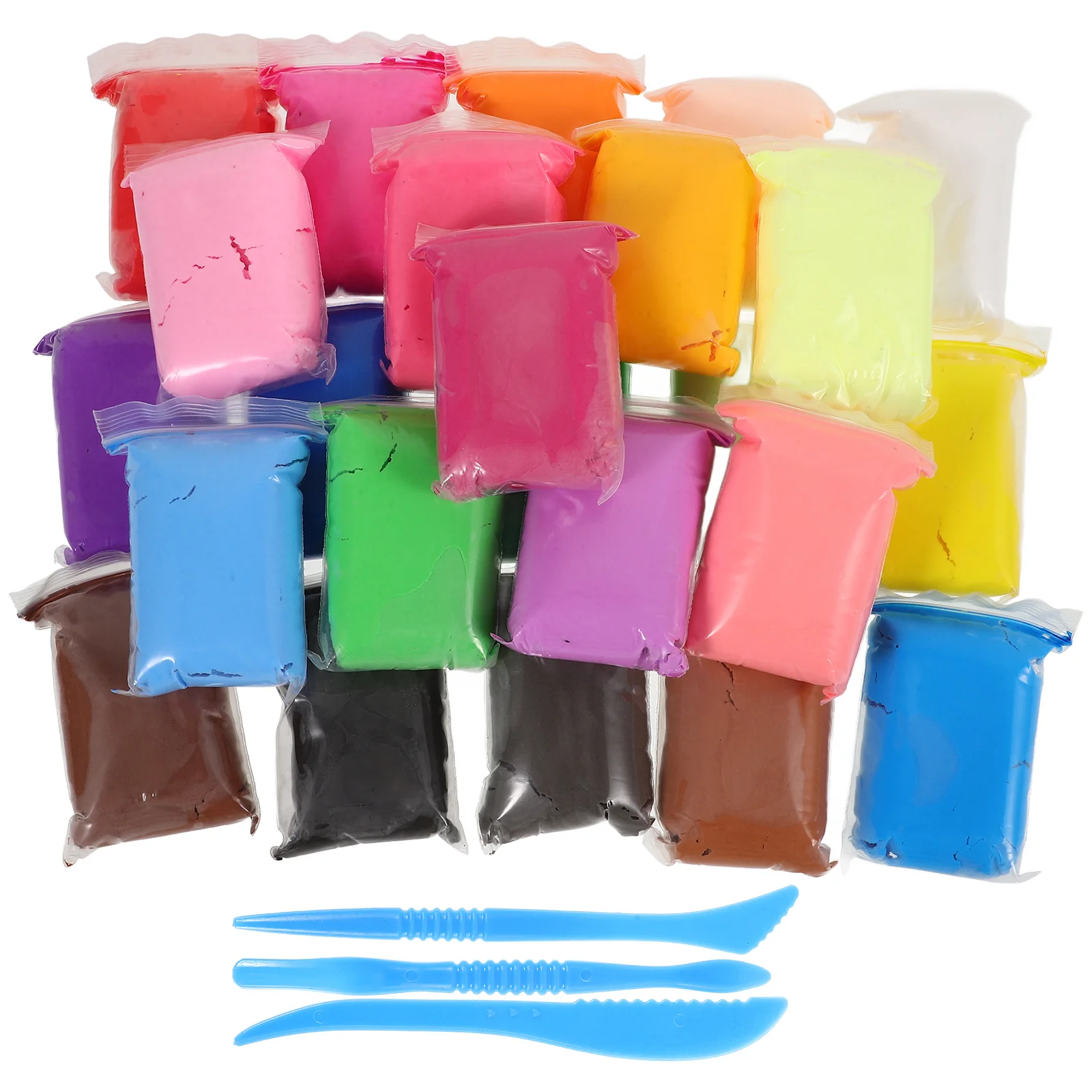 24 Bags Modeling Clay Kit DIY Colorful Polymer Clay for Beginners Sculpting Tools Handicrafts Set Teenager Playthings