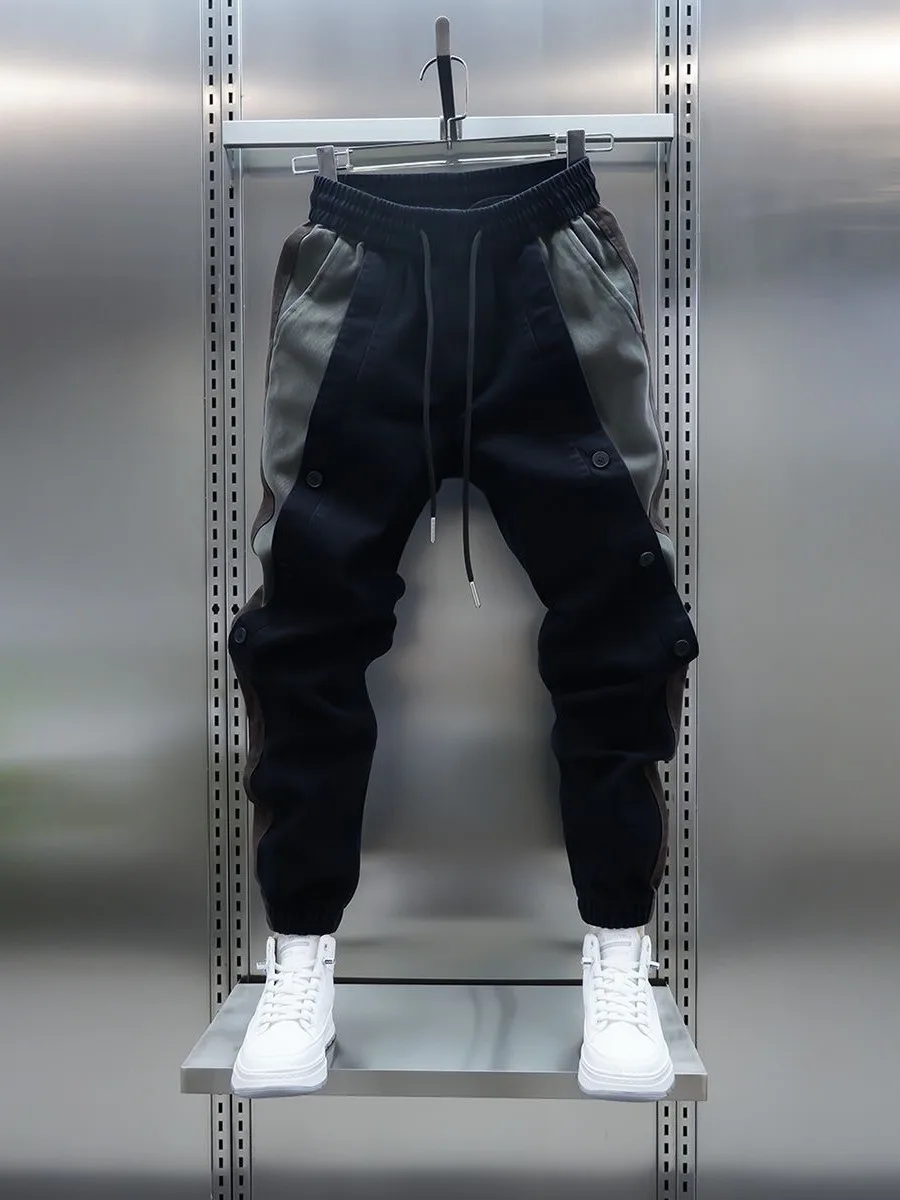 American Style Fleece Lined Casual Pants Men's Autumn Winter Trend Slim Fit Harlan Sports Long Trousers Workwear Loose Fit