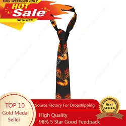 Classic Tie for Men Silk Mens Neckties for Wedding Party Business Adult Neck Tie Casual Fire Burning Phoenix Bird Tie