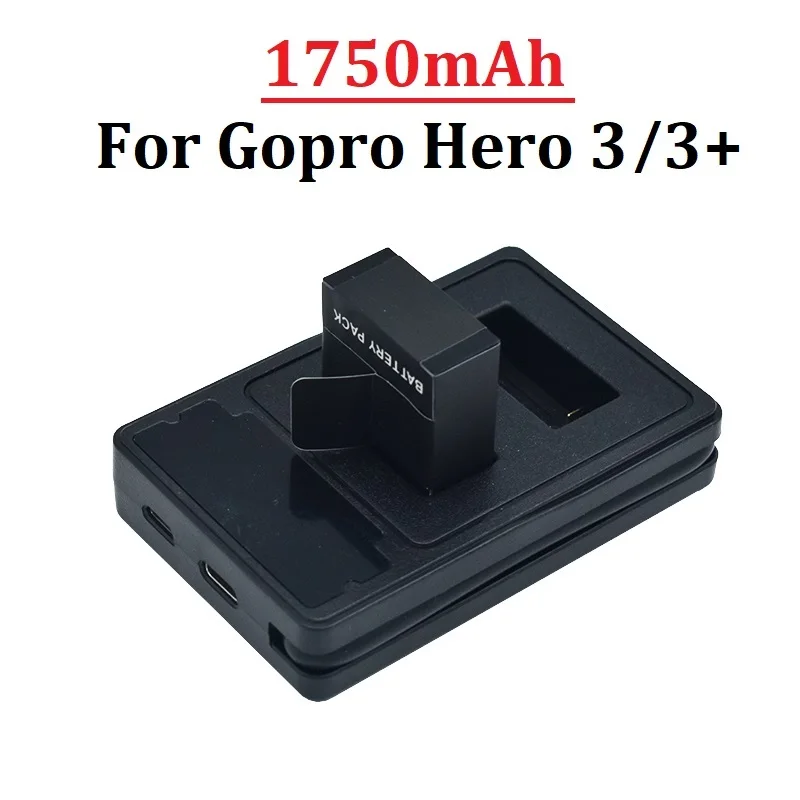 

1750mAh Gopro Hero 3 Battery Replacement + LED USB Charger for GoPro HERO 3/3+ GoPro AHDBT-301 AHDBT-201 Action Camera Bateria