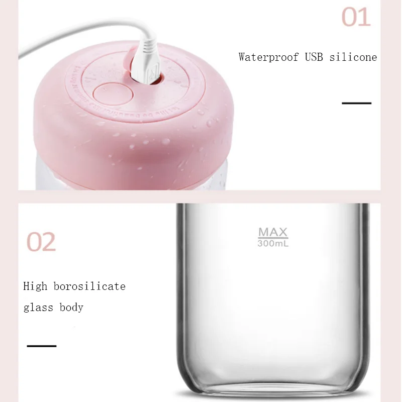 小型のポータブルミニジューサーカップ、家庭用揚げ物ジューサー、果物、学生寮、小型、充電式