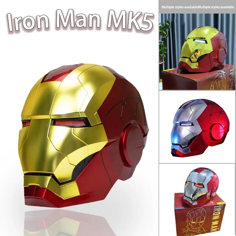 

Iron Man MK5 Helmet 1:1 Jarvis Voice Control Electric Open Close LED Light Bluetooth Speaker Cosplay Collection Figure Ornament