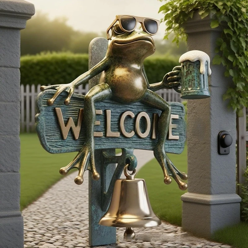 Retro Beer  Frog Bell Wall Mounted Metal Door Bell For Farm House Bar Outside Decorative