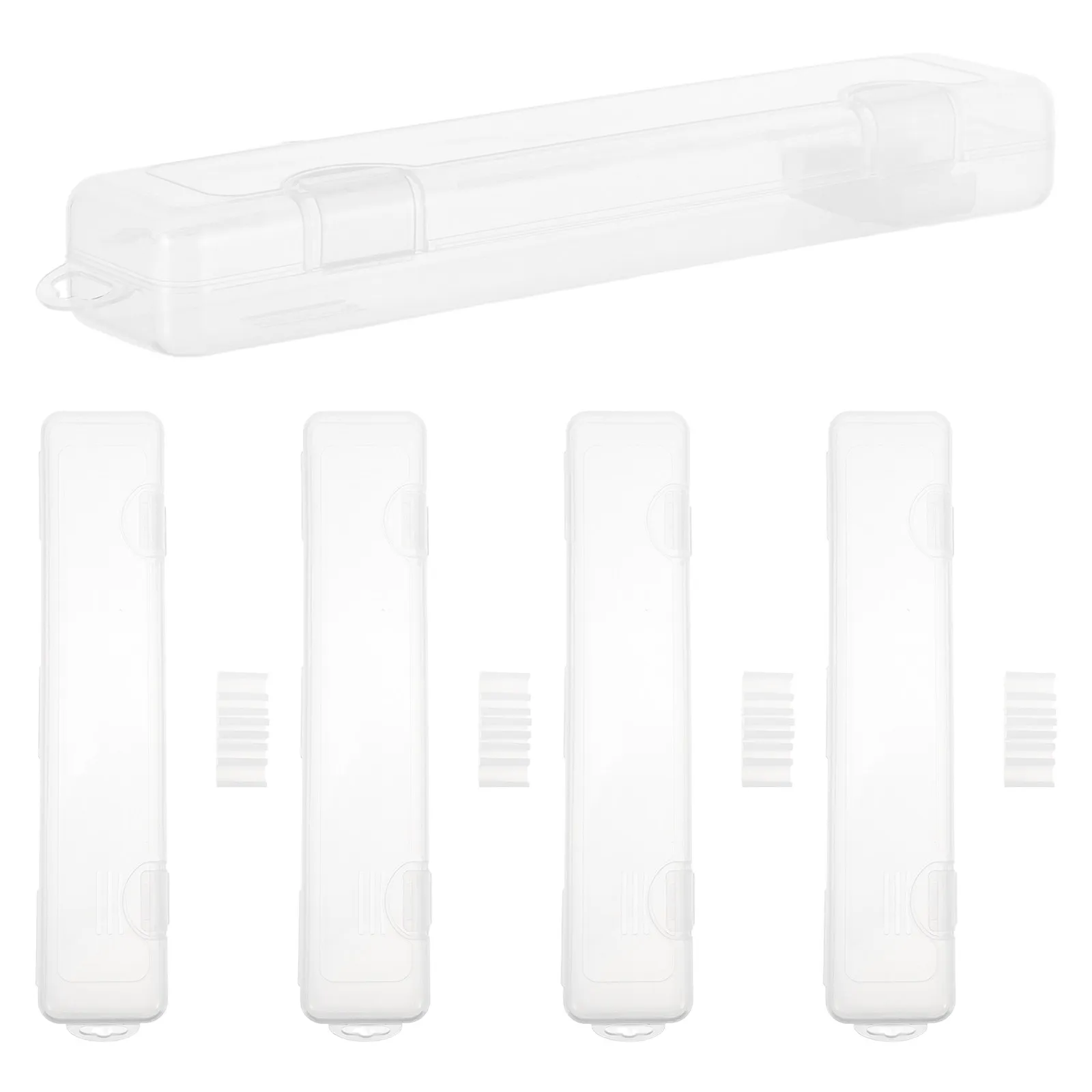 5Pcs Portable Transparent Cutlery Storage Box Compact Dustproof Utensil Organizer Clasp Lock for Travel Camping