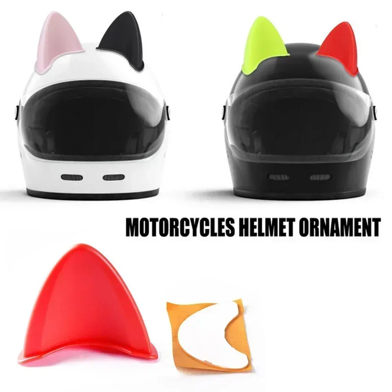 Motorcycle Electric Car Helmet New Cute Cat Ears Helmet Decoration  Styling Double-sided Stickers Decor Helmet Accessories Tools