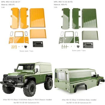 3 Door Kit Rear Cab Side Door for 1/10 RC Crawler Car Traxxas TRX4 Defender RD110 2 Door Pickup Truck Van Off-Road Body Parts