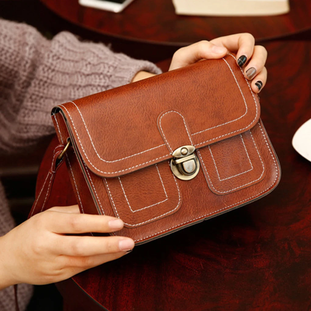 Fashion Vintage PU Messenger Bag Square Crossbody Shoulder Bags Phone Purse Travel Women Shoulder Bags