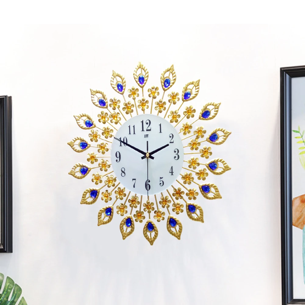 Moderne Kunst-Dekor-Pfau-Wanduhr, exquisite Handwerkskunst, Quarzwerk, kratzfest, für Büro