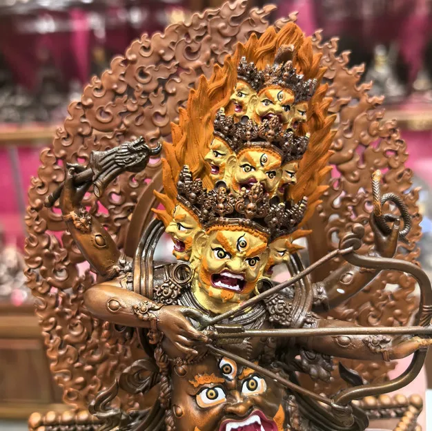 15CM Tibet Rahula Protector Buddha Copper Statue