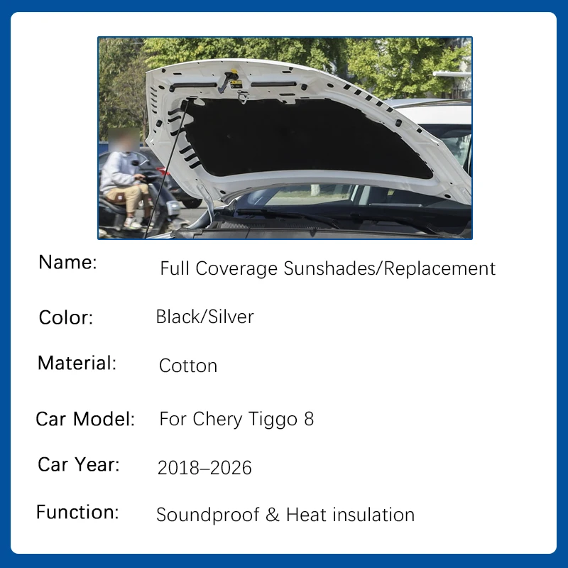 For Chirey Chery Tiggo 8 DR 7.0 Ebro S800 2018~2026 Car Engine Hood Pad Front Engine Sound Insulation Cover Mat Auto Accessories