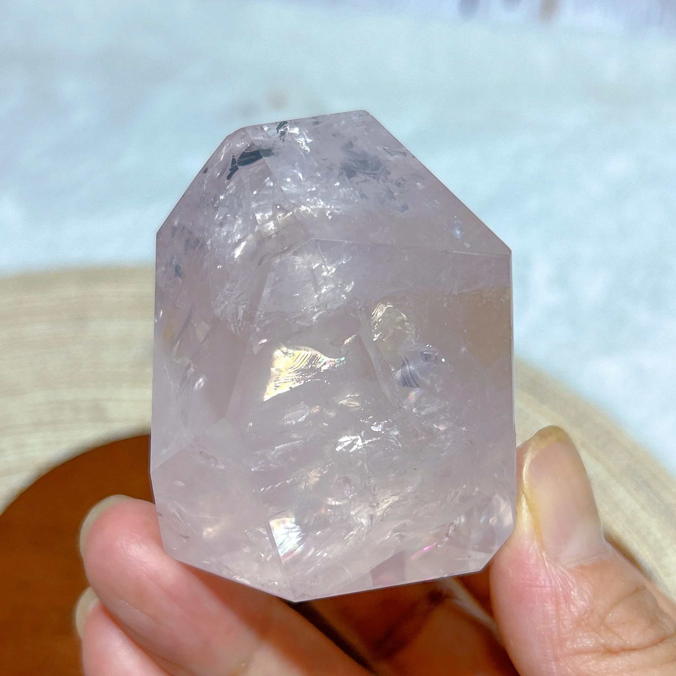 Healing Natural Crystal Rainbow Rose Quartz Free Form High Quality Gemstones Mineral Energy Reiki Home Decorations Gift