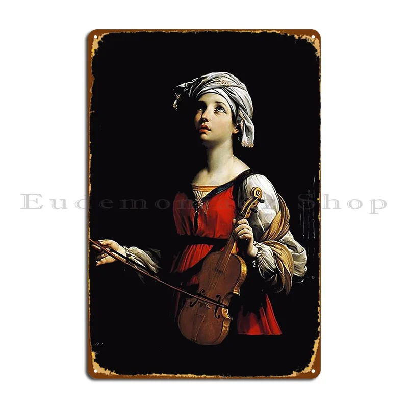Placa de Metal de St Cecilia Guido Reni, crea una cueva de diseño clásico, crear cartel de estaño
