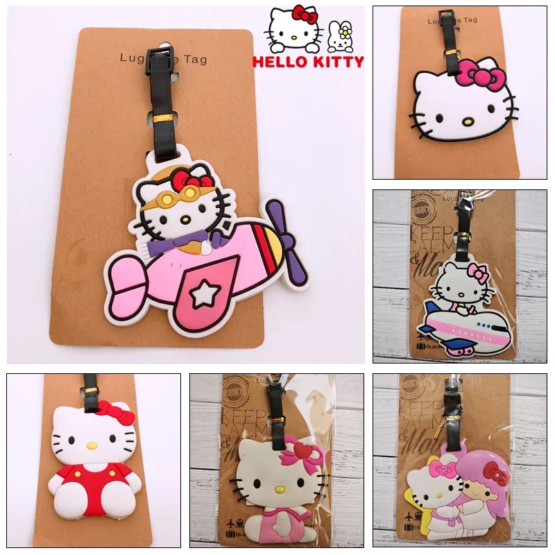 Sanrio Hello Kitty Cartoon Cute Luggage Tags Women Travel Accessory Suitcase ID Address Holder Baggage Boarding Tag Travel Label