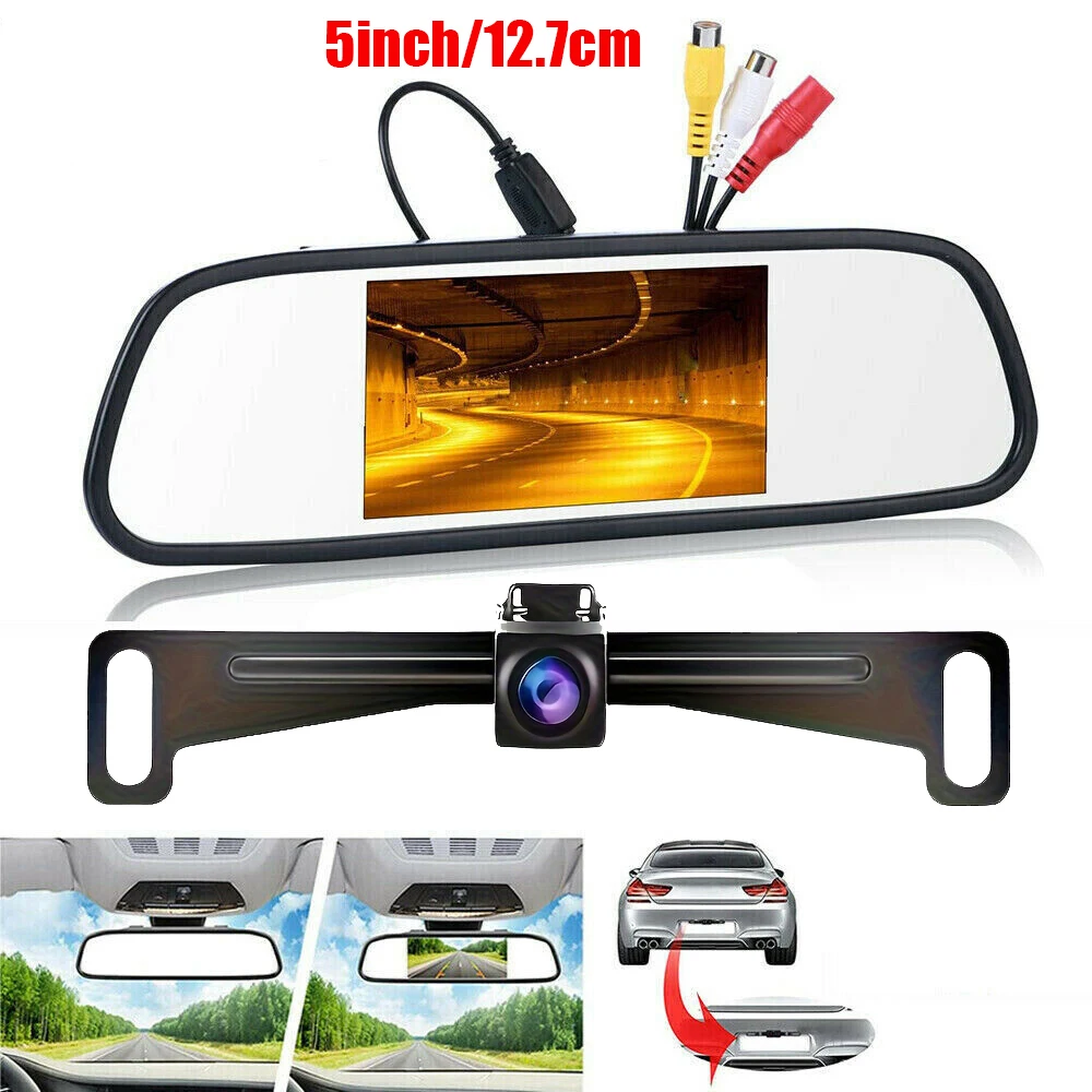 

Car Rear View Mirror Backup Camera Parking System Night Vision + 5'' Monitor