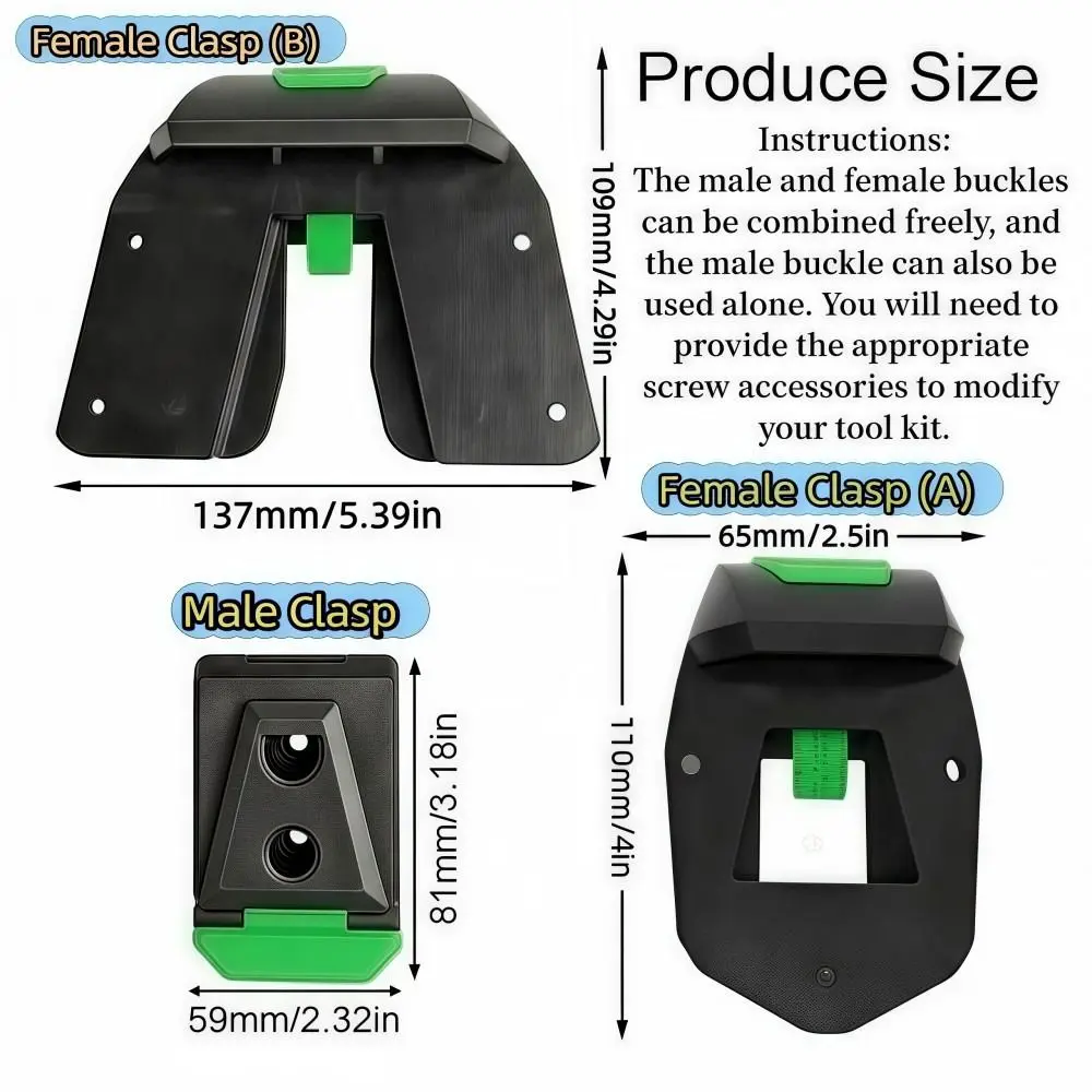Durable Sturdy ABS Waist Bag Buckle Quick Attach Durable Waist Bag Clip Compatible Replacement Tool Belt Buckle Professional Use
