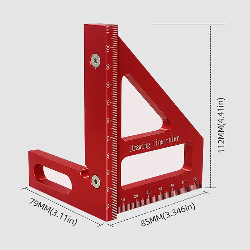 Falegname quadrato-lavorazione del legno goniometro quadrato in alluminio mitra triangolo righello 3D Multi angolo 45/90 gradi Layout righello di