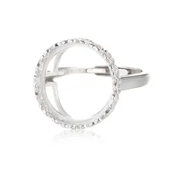 Ring Setting for 16x16mm Round Cabochons White Gold Plated 925 Silver Ring Base Adjustable Ring Component