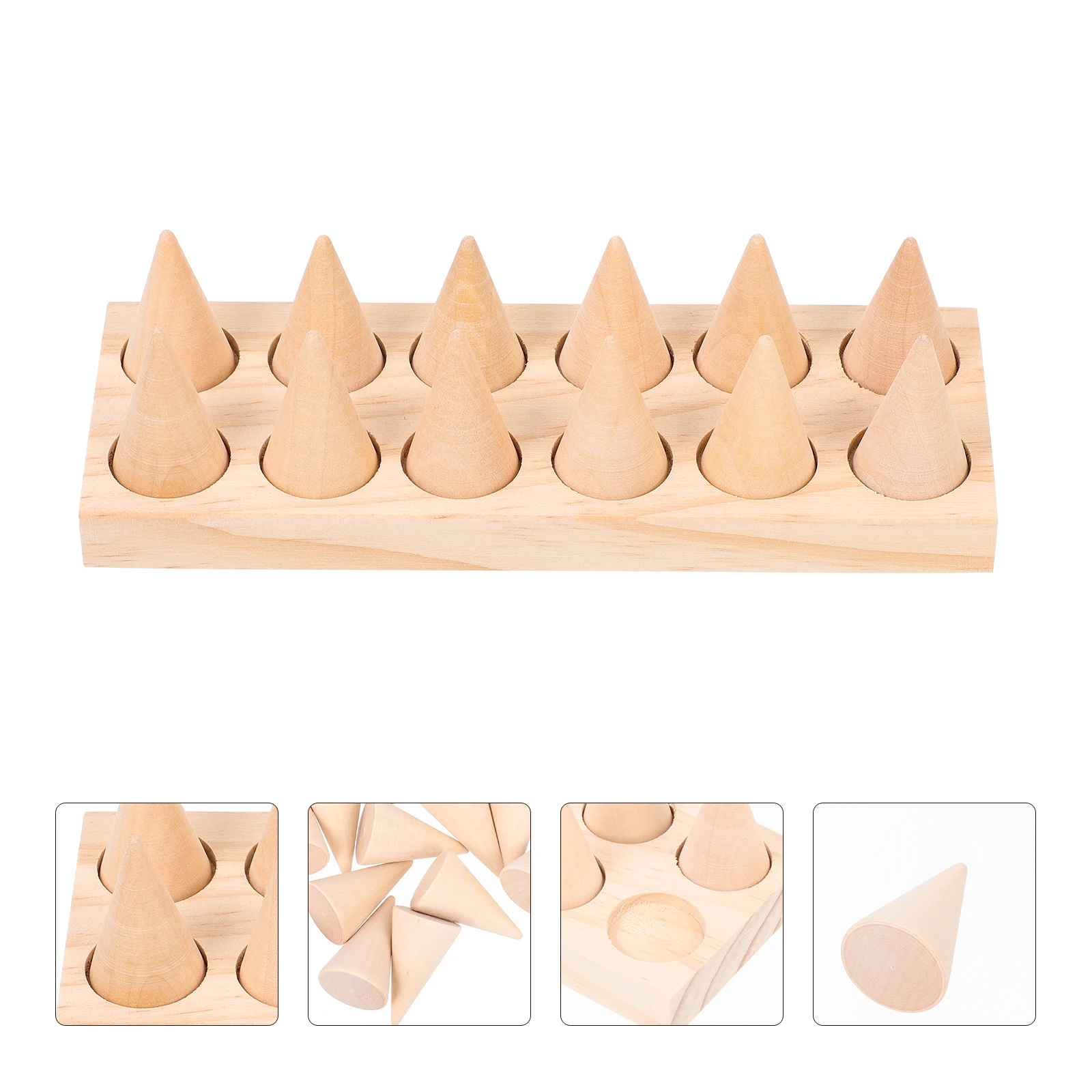 

1 set 1 Set Wooden Ring Display Stand Cone Shape Rings Holder For Home Showcase Jewelry Storage Organizer Display Rack
