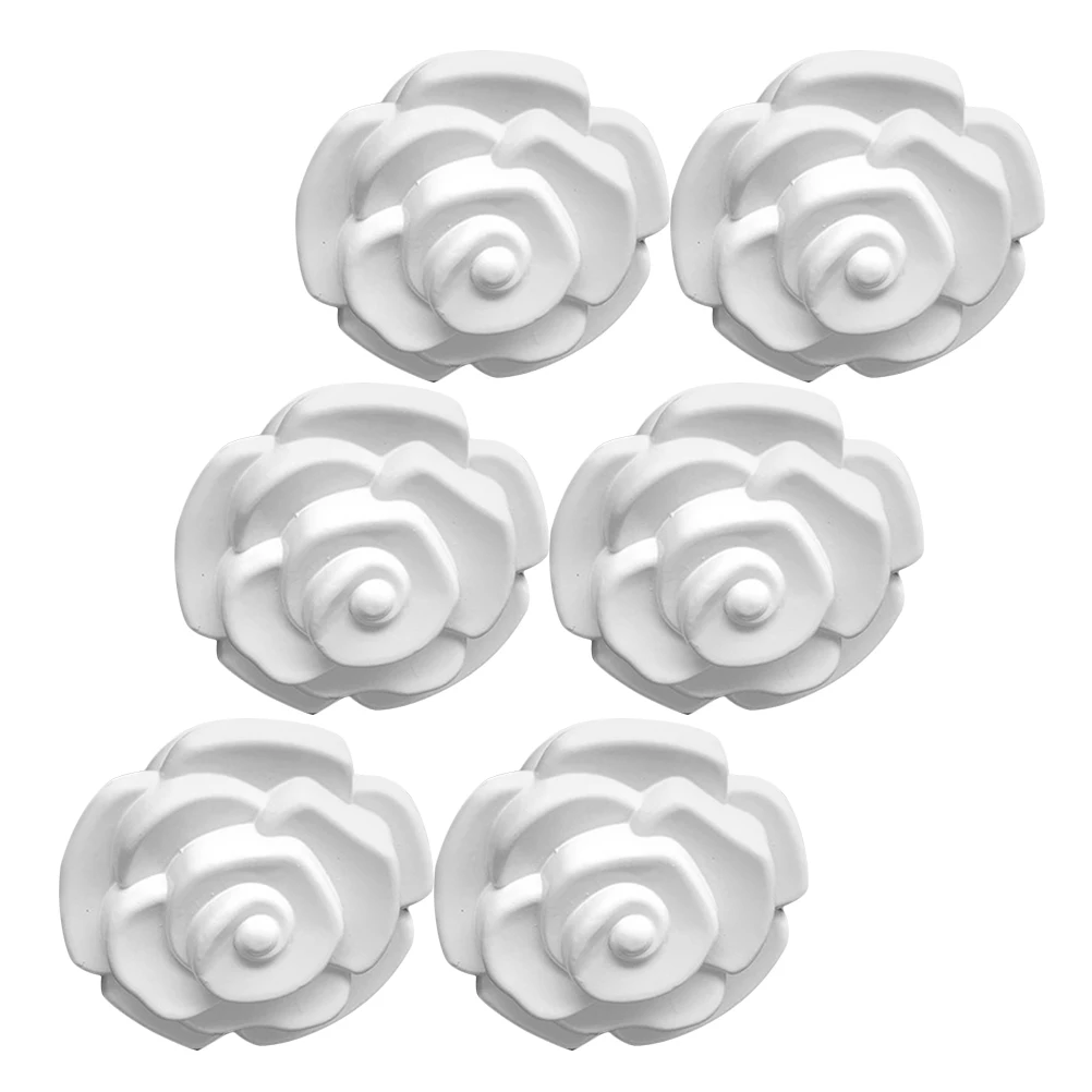 

6 Pcs Drawer Zinc Alloy Handle Door Handles Pull Replacement Flower Cabinet White Indoor