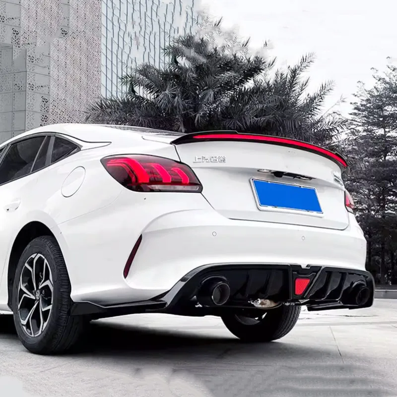 For MG5 2021-2024 Car Rear Bumper Exhaust Pipe Diffuser Splitter Spoiler Black Carbon Body Kit Tuning Exterior Accessories