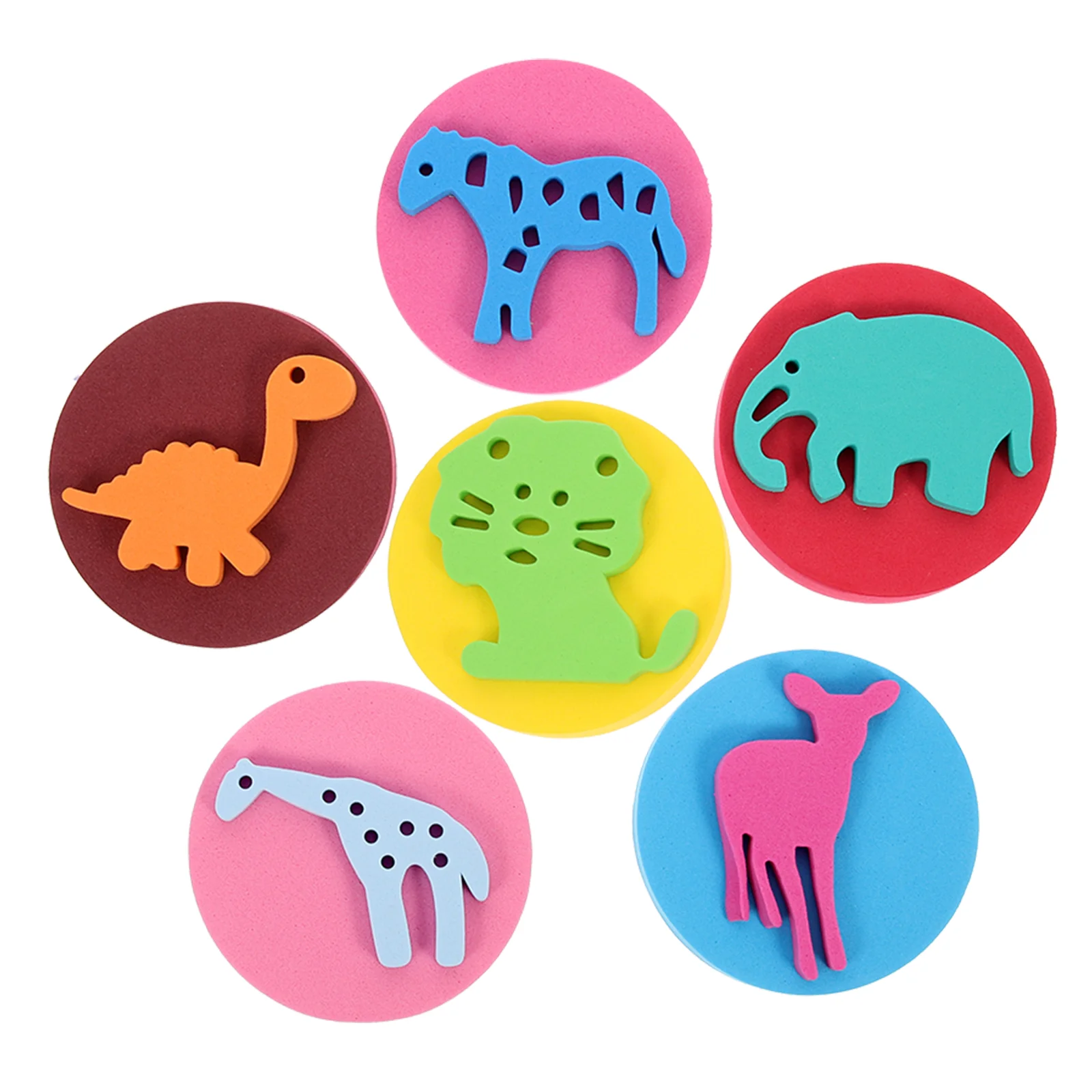 

6 Pcs Eva Sponge Seal Cartoon Painting Stamp Kids Seals Blocks Child Stamps for