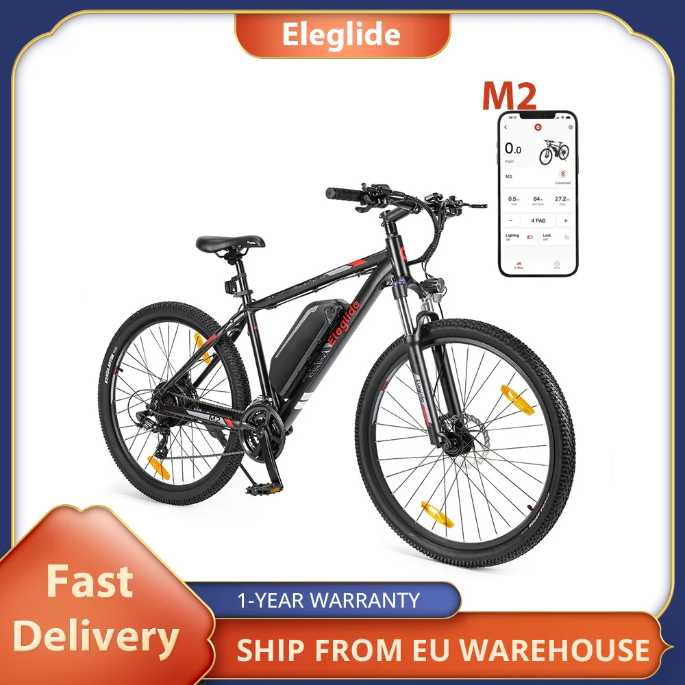 Eleglide M2 Electrice Bike Women's Men's 27.5 Inch x 2.4 Off-Road E-Mountain Bicycle 24 Gears Rear Wheel Motor for 25 km/h