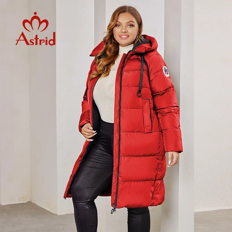 Astrid 2023 New Winter parka Women\'s coat women Jacket long warm Bright fabric fashion hooded large sizes female clothing 8675