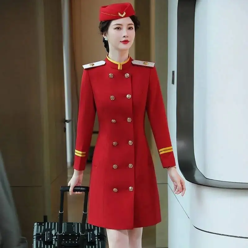 

Женское рабочее осеннее платье, элегантная одежда, красная полоса, барабанный солдат, военная форма, команда, корейский стиль