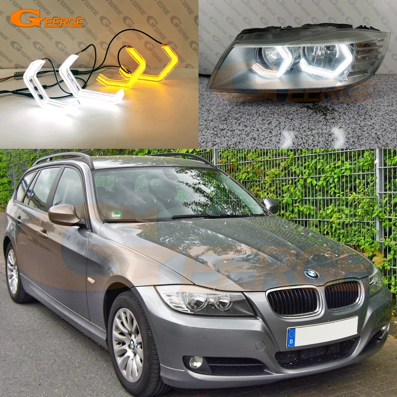 

For BMW 3 Series E90 E91 Saloon Touring Sedan 2005-2012 Ultra Bright Concept M4 Iconic Style LED Angel Eyes Halo Rings Day Light