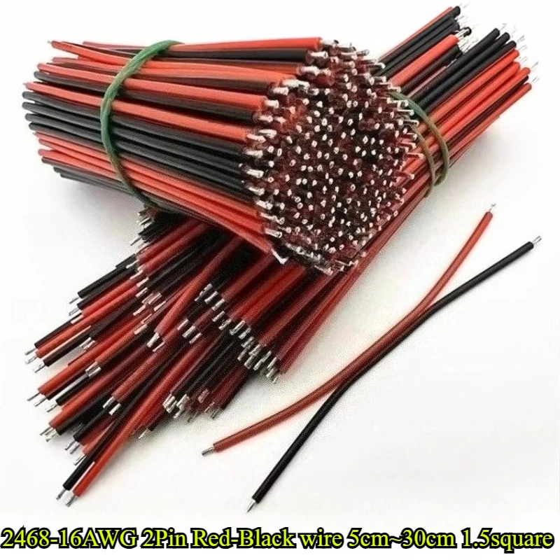 

5/10/15/20/30cm Power Cord 2468-16AWG 2Pin Red-Black Wire For LED Car Audio JST Connector Speaker Audio Pure Copper Cable 1.5sq