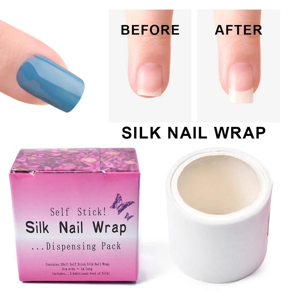 1 Roll Nail Repair Fiberglass Silk Wrap Self Adhesive Anti Damage Strong Protect Reinforce Nail Tips Extension Sticker Form Tool