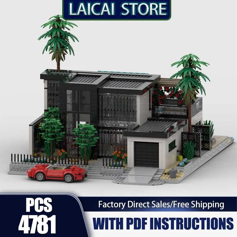 

City Street View Model Moc Building Bricks Bank Beach Villa - Beach Side Model Technology Blocks Gift Christmas Toy DIY Assembly