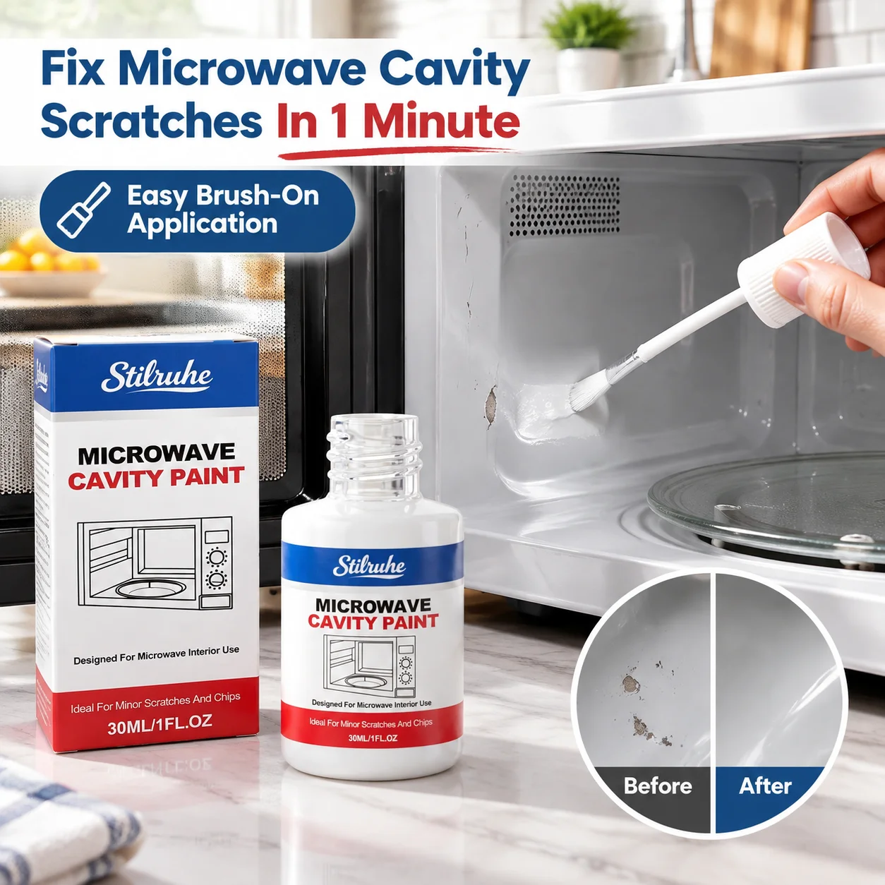 Heat Resistant Microwave Cavity Paint White Microwave Interior Touch Up Paint Appliance Scratch Repair 30ml Cover Up Rust DIY