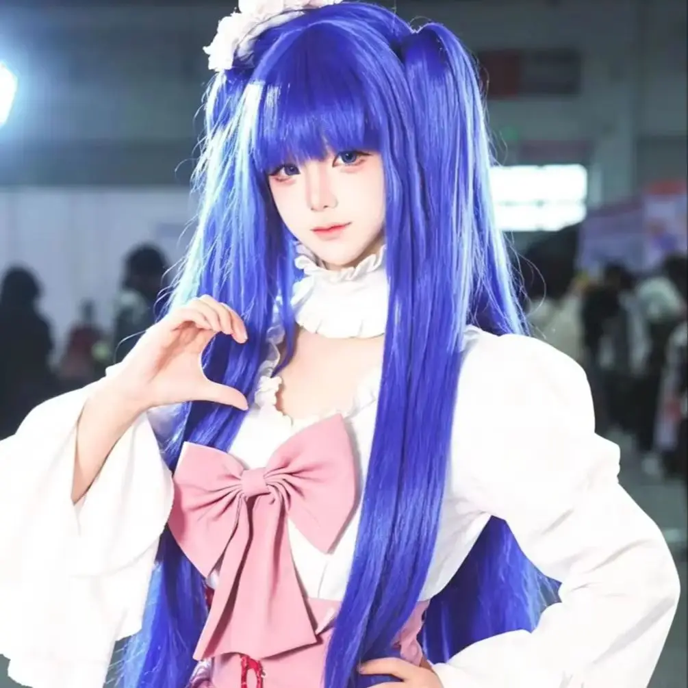 古戸エリカ-コスプレウィッグ-hsiu-80cm-ブルーパープル-ロングヘア-耐熱ウィッグ-ウィッグキャップ-アニメ「うみんこないのなくろに」コスプレウィッグ