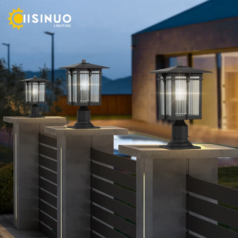 Outdoor Post Lights with Pier Mount Pillar Lamp Black Aluminum Waterproof Light Fixtures Fence Lighting for Garden Patio Pathway