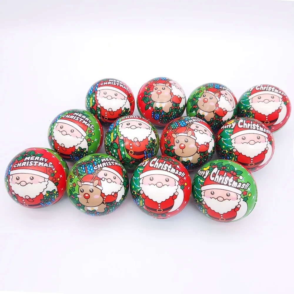 1/12 pièces boules anti-Stress de noël jouets en vrac mousse PU balles anti-Stress père noël jouets anti-Stress cadeau de noël cadeaux de fête