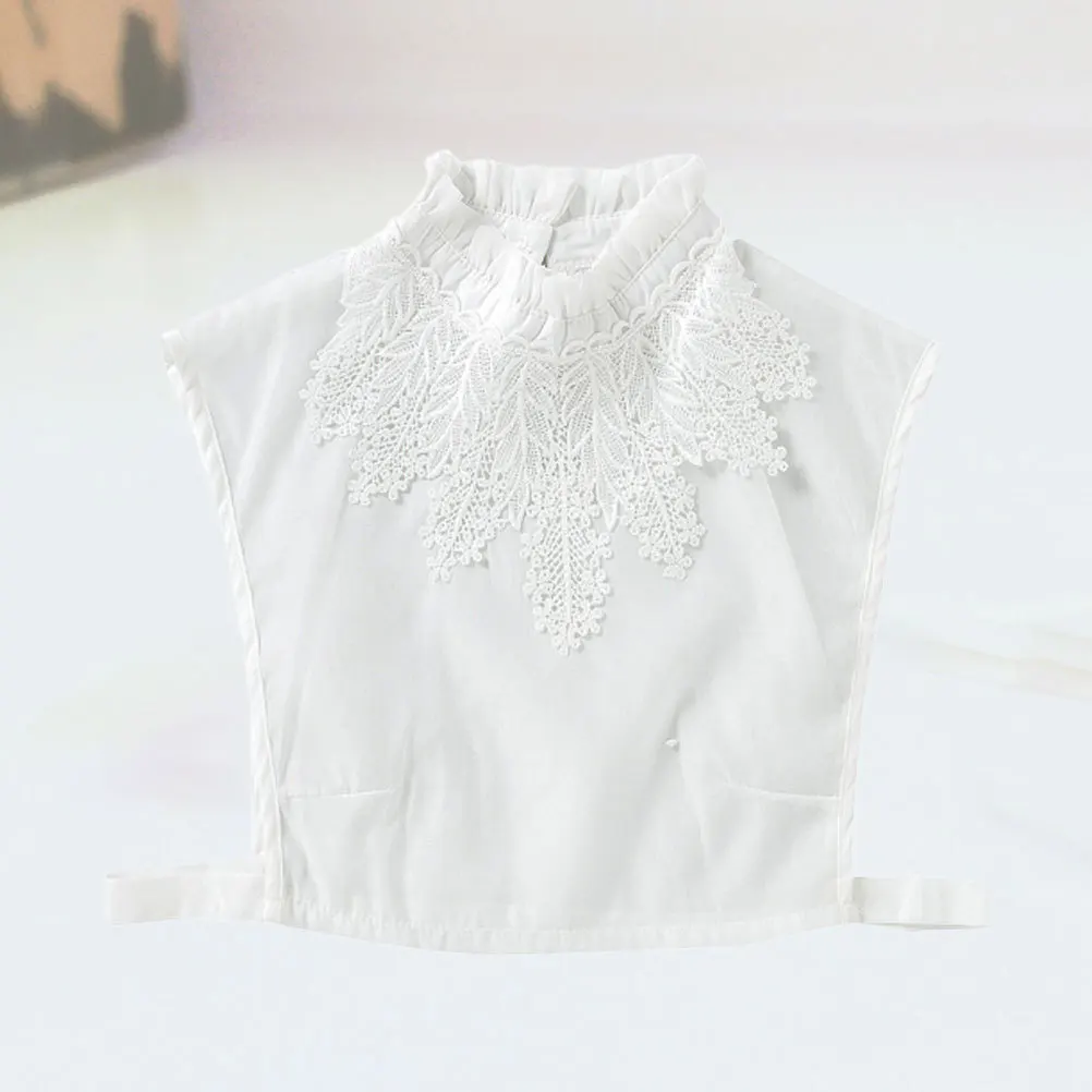 

1pcs Floral Lace Detachable For Women White Half Shirt Blouse Elegant Neckline Trim Suitable All Outfits Women Detachable
