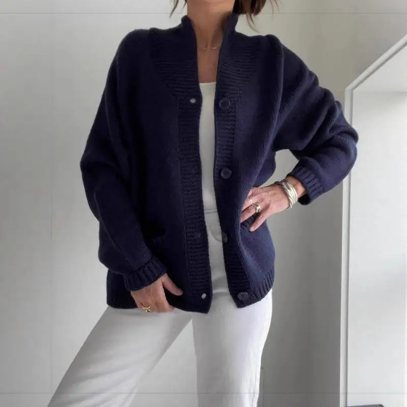 Damski sweter rozpinany o luźnym kroju, długi rękaw, dzianinowy kardigan, nowy wzór, otwarty płaszcz, codzienna odzież wierzchnia, modny, z efektem 3D.