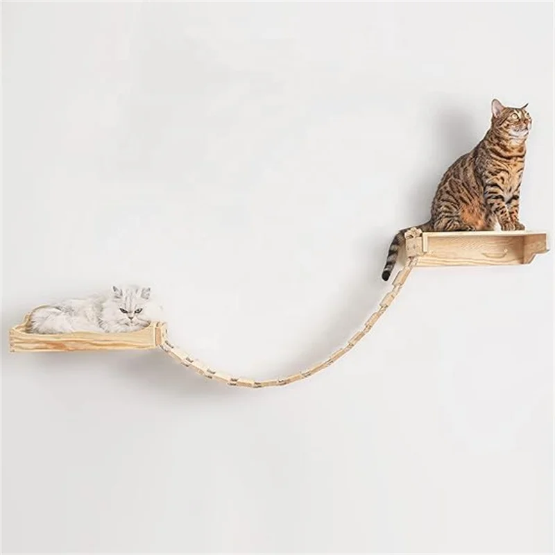 

Wall-mounted cat bridge wooden cat rack bed hammock ladder modern cat wall frame furniture set