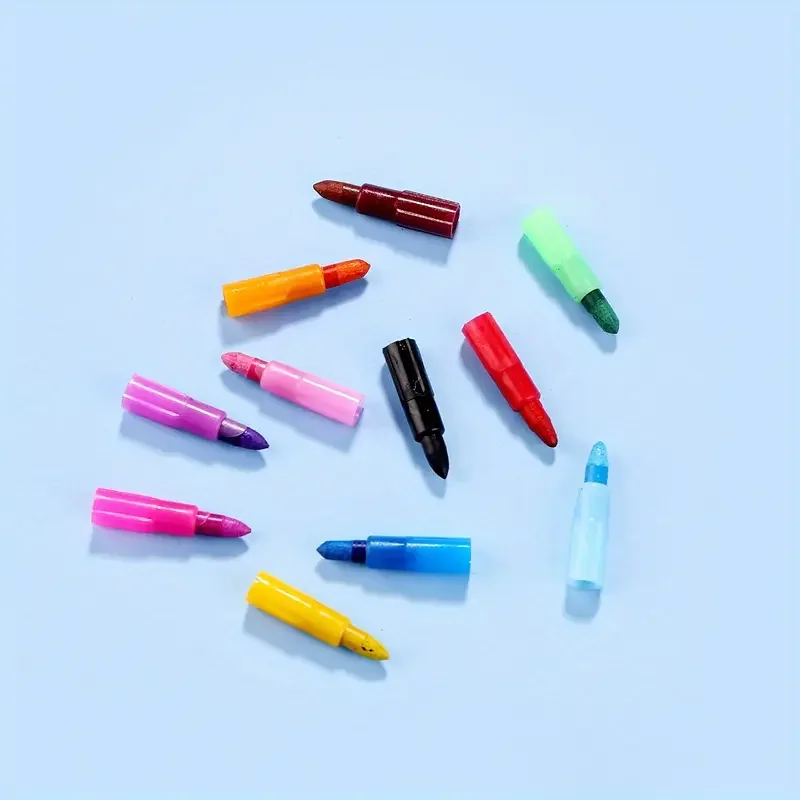 12 قطعة/المجموعة/مجموعة مكعبات بناء ملونة يمكن ضبطها معًا ويمكن تعديلها في الارتفاع، مجموعة أقلام تلوين مع 11 لونًا نابضة بالحياة، مثالية للفنون والحرف اليدوية، ومستلزمات الميلاد والعودة إلى المدرسة، وهدايا المكافآت #6