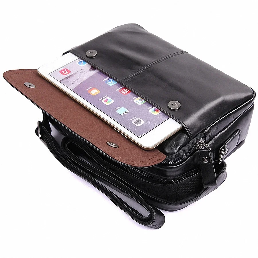 100% Genuine Leather Guarantee Crossbody Bag Zipper Ipad Men Messenger Clutch Bag Wallet Small Flap Male Bag LI-1988