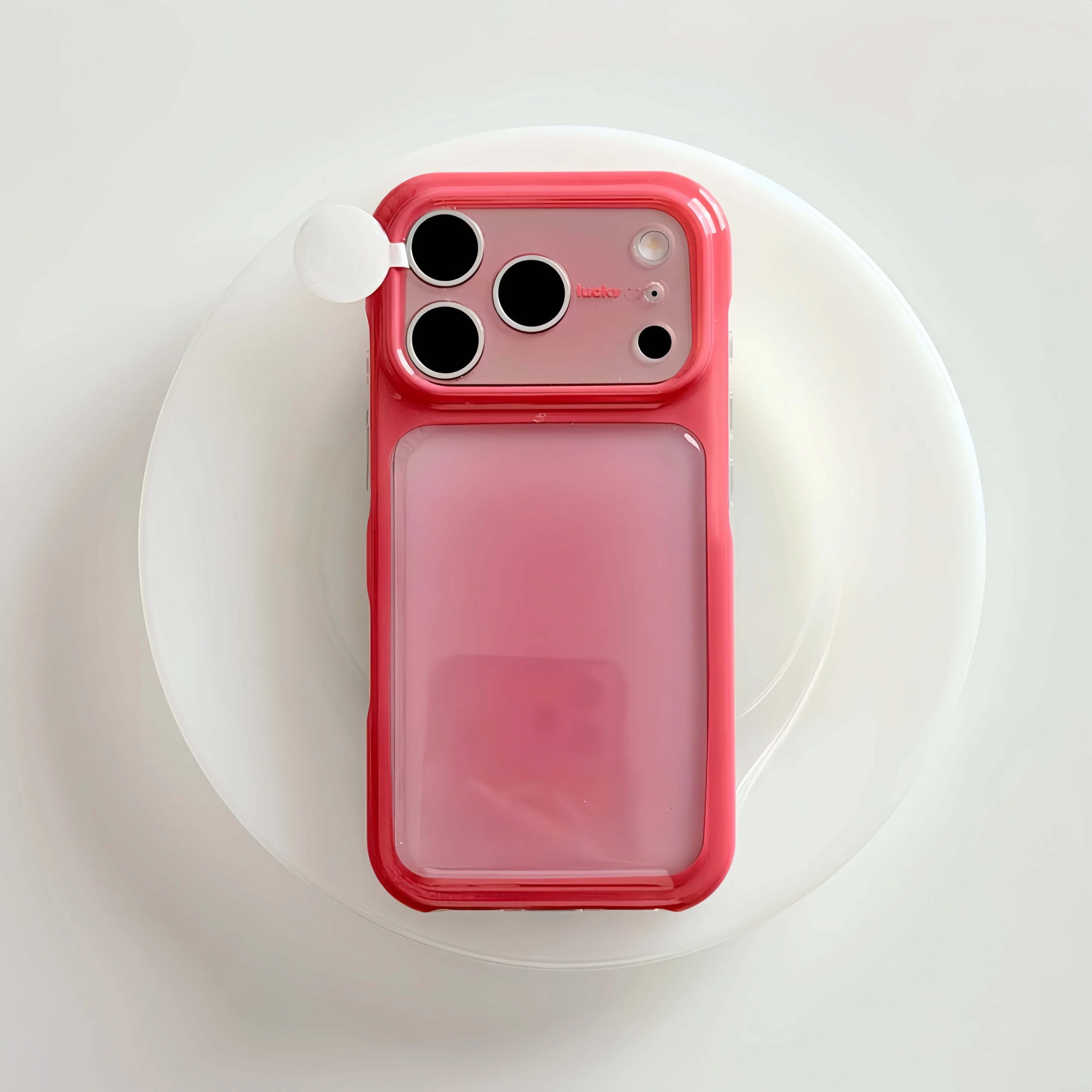 INS Cute Smudge Translucent Phone Case For iPhone 17 16 15 Pro Max Large Window Camera Protection Airbag Shockproof Bumper Cover