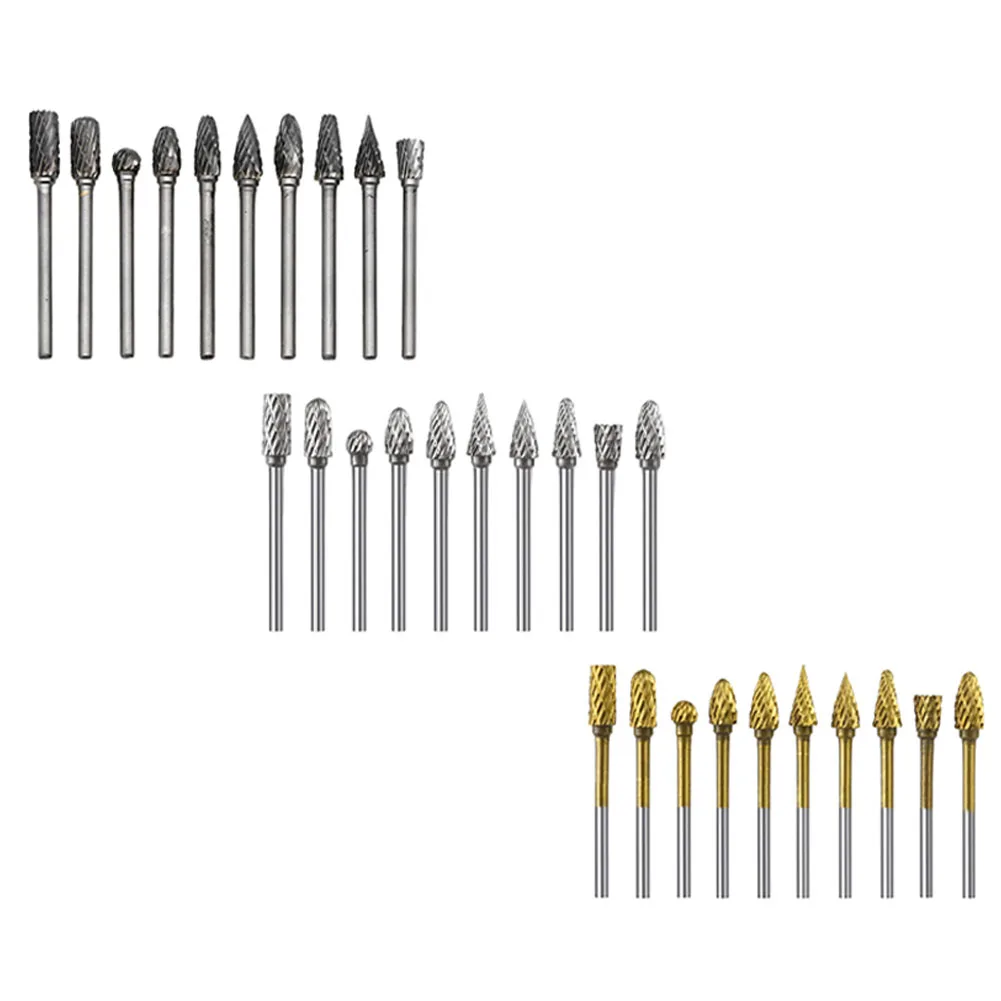 10pcs Rotary Tools Router Bit 3mm Shank Milling Cutter Burr Grinding Head For Metalworking Accessories