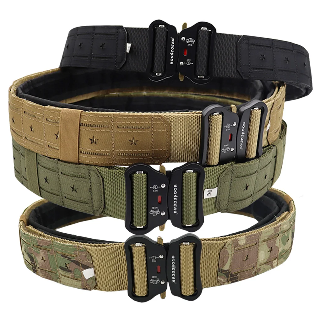 

Laser Cutting Tactical Quick Release Buckle Belt 2 Inch Cmobat Belt Hunting Airsoft Mens Belt Outdoor Sport Belt