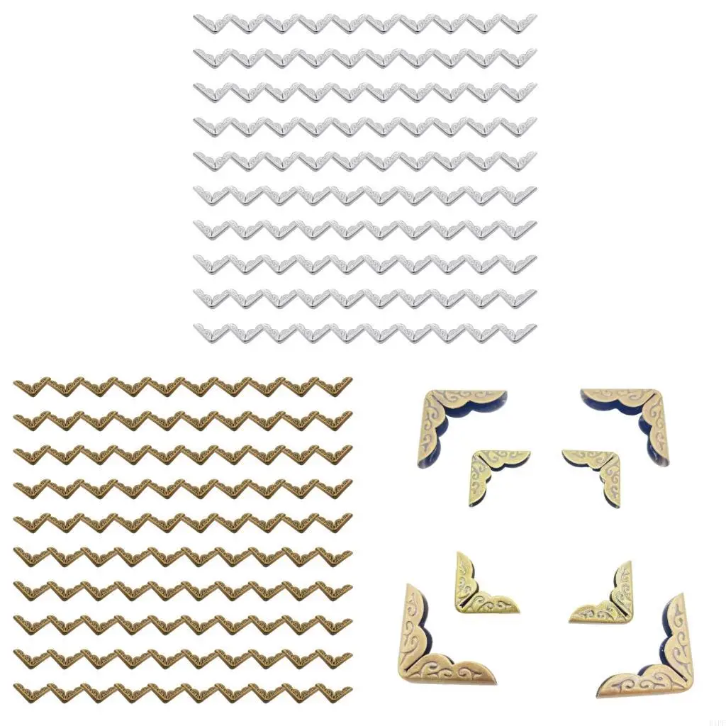 E1PF 100Pcs Metal Album Corner Protectors Decorative Corner Guard For Memory Book