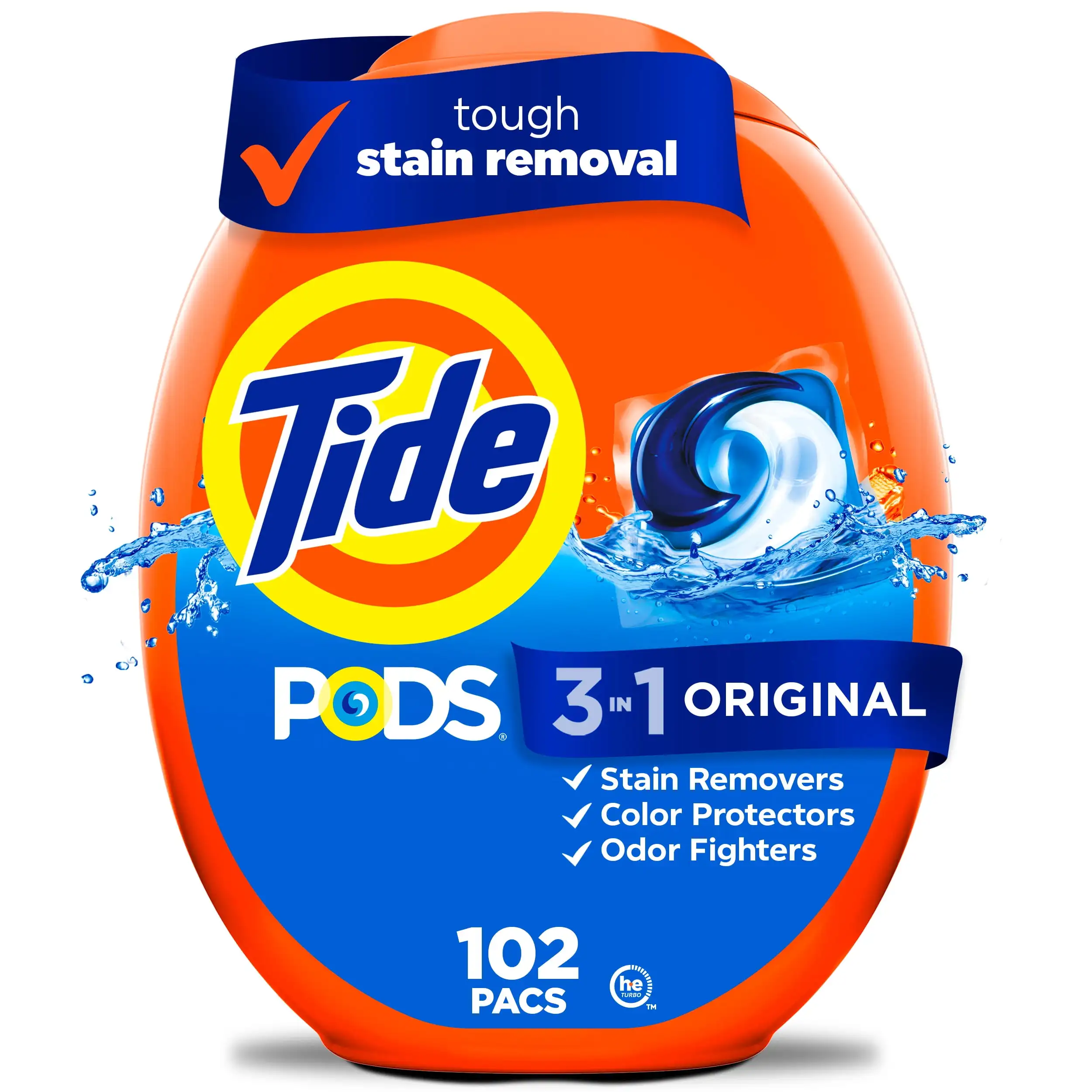 3‑in‑1 Concentrated Original‑Scent Laundry Detergent Pods, 102 Count