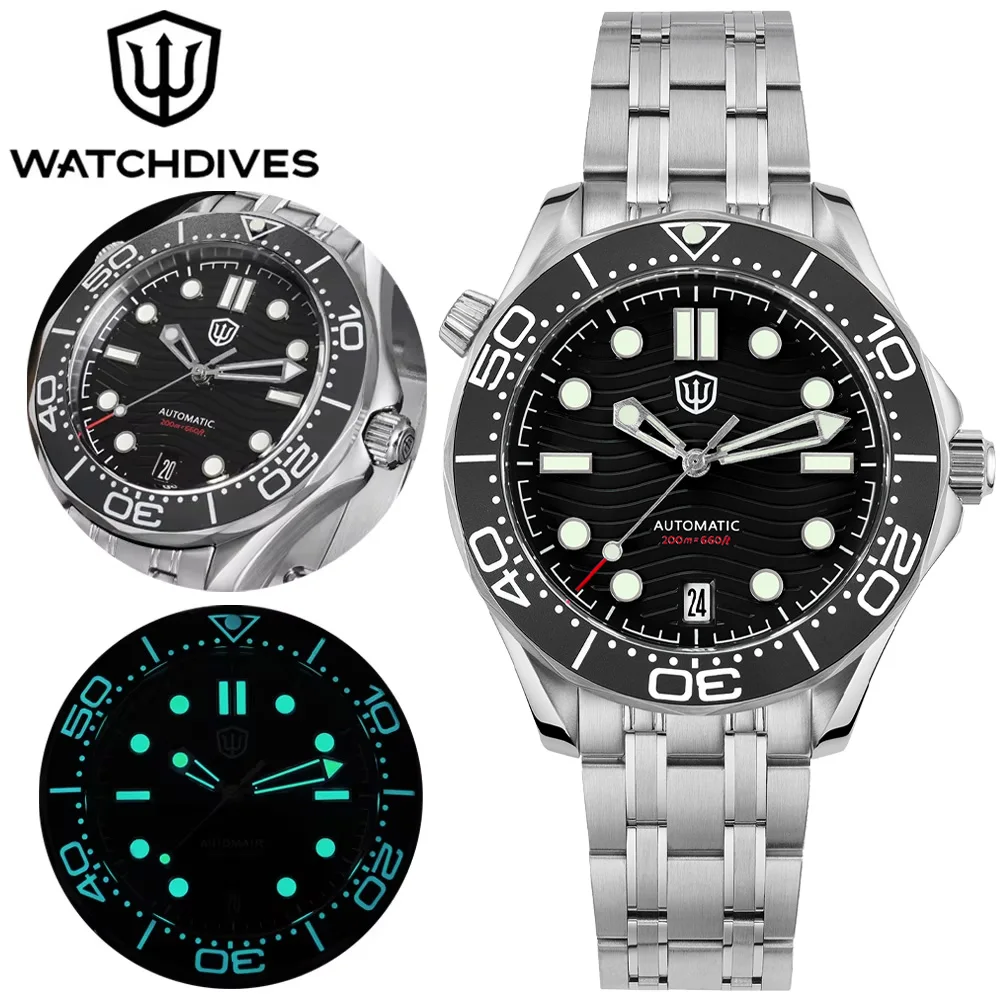 

Watchdives WD007ST 39 мм NTTD часы NH35 автоматический механизм из нержавеющей стали с сапфировым стеклом 200 м водонепроницаемые винтажные мужские часы