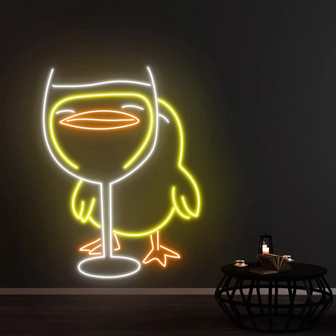 Imagem -03 - Engraçado Duck Neon Sign Pato Bonito com Borracha Champanhe Ducky Hat Decoração de Parede do Quarto do Animal Presentes das Crianças