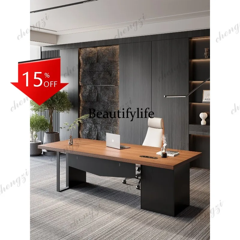 D80 Solid wood boss office Italian minimalist desk Superior computer desk Reception desk President's workbench